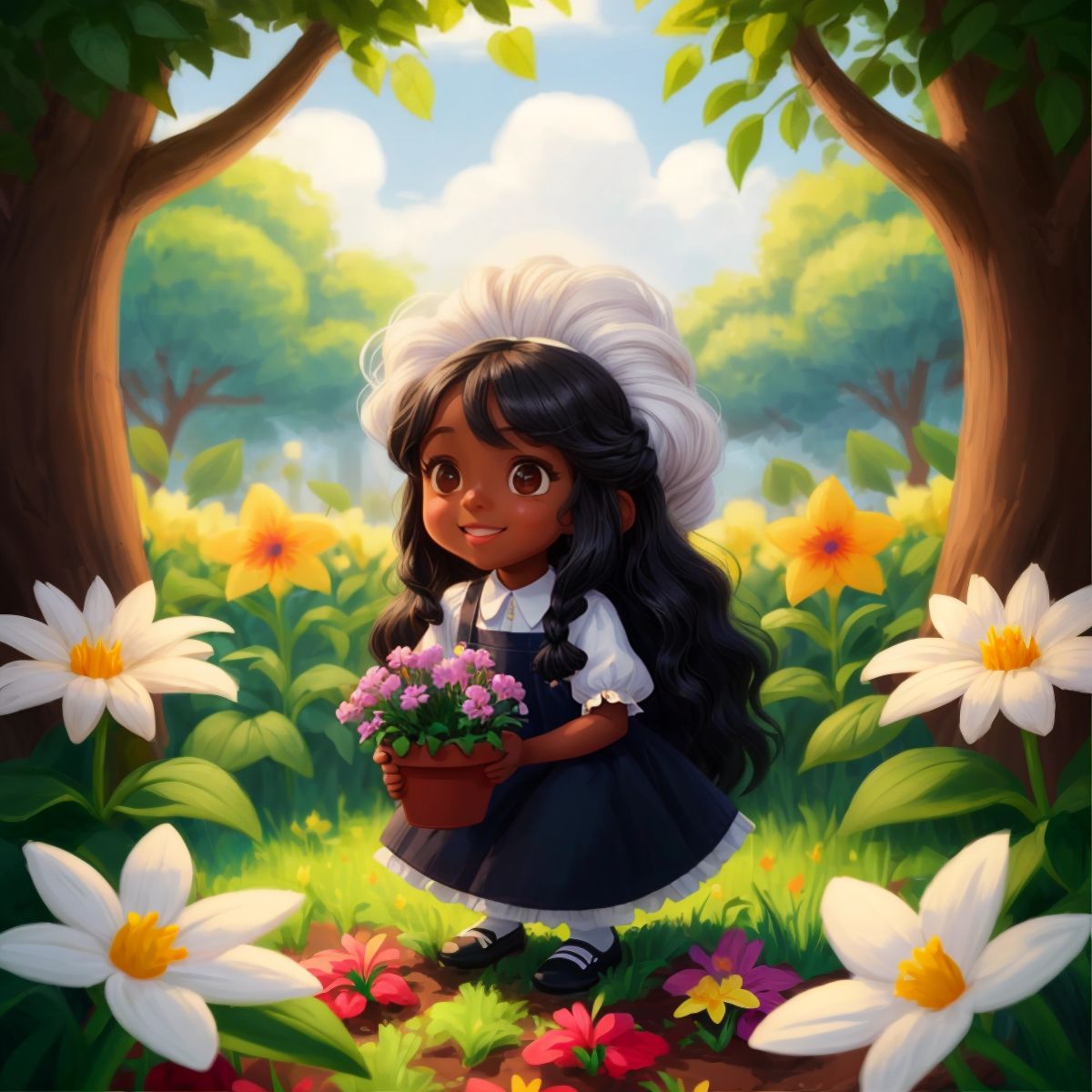 Sofia planting flowers in the kingdom, spreading joy and happiness