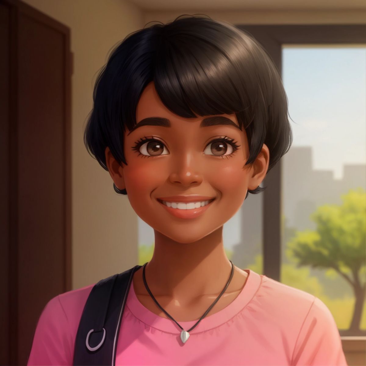 Michelle Jean, with short black hair and a warm smile