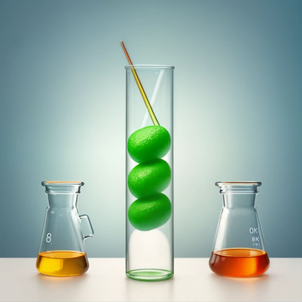 A completed organic compound in a test tube