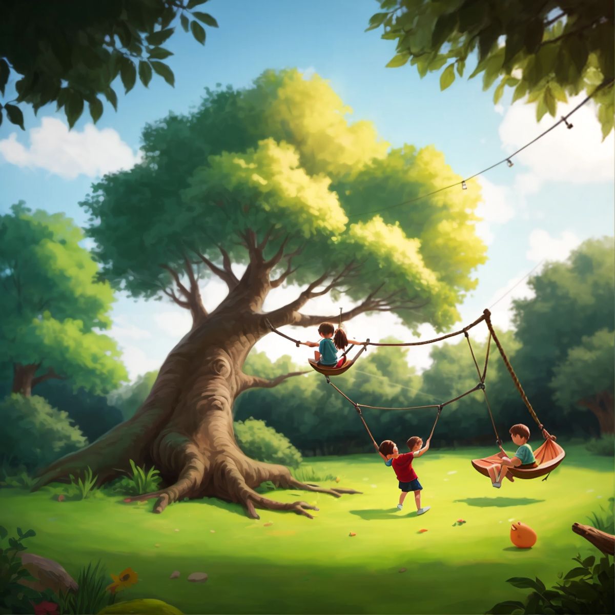 A tree with a rope swing, symbolizing the backyard adventures