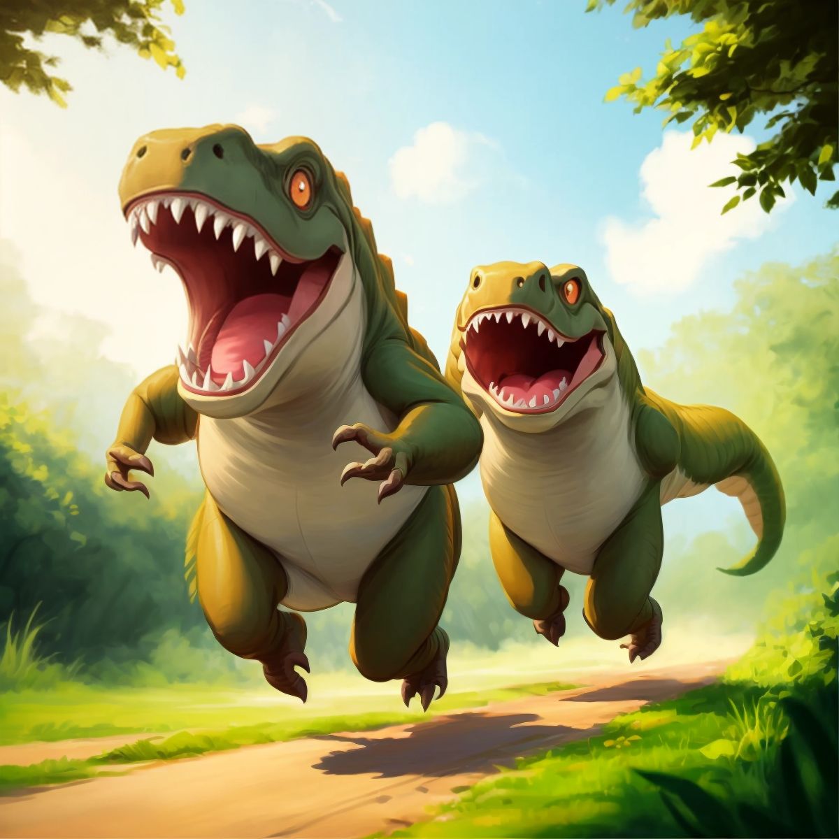 Tony and Tammy laughing and running