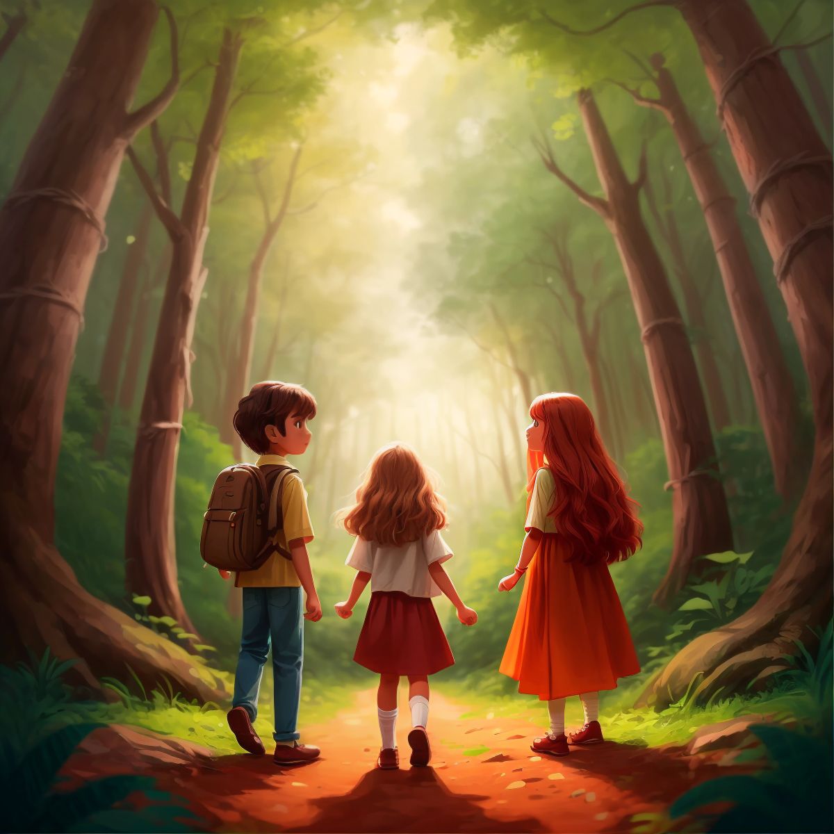 Michael, Cheyanne, and Tori exploring a forest together