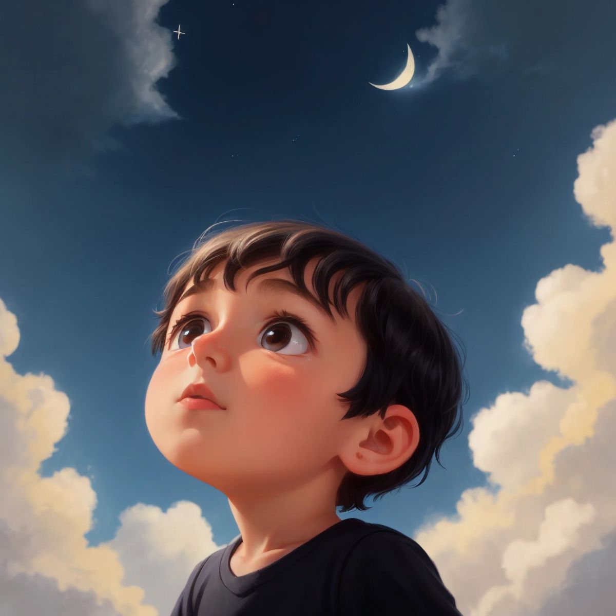 خالد looking at the sky with a dreamy expression