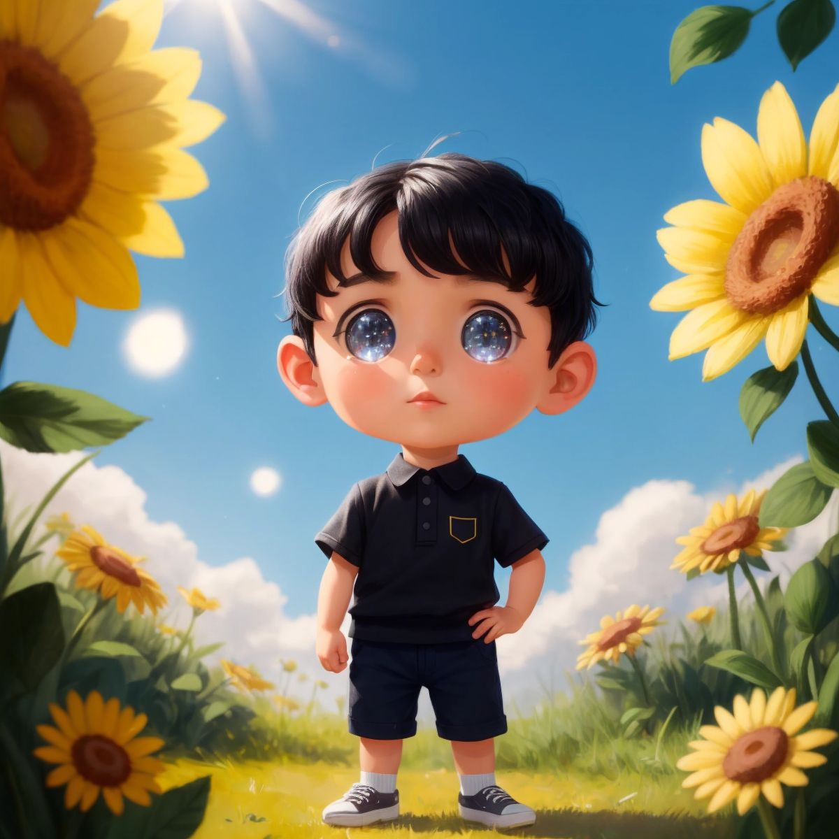 خالد with short black hair and sparkling eyes