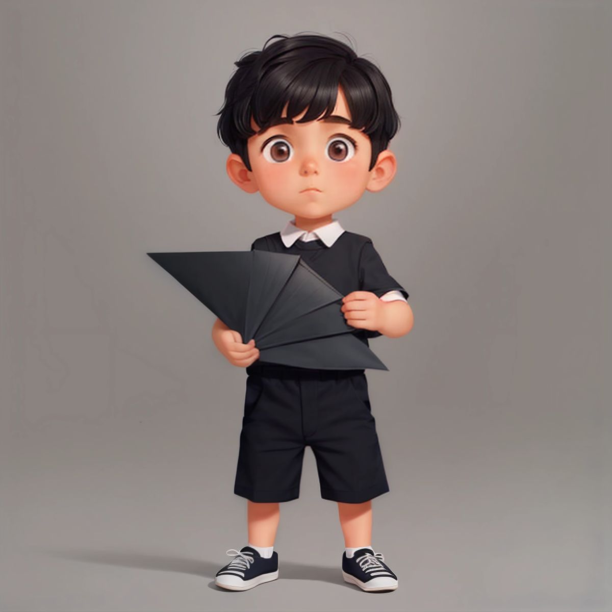 خالد practicing folding a paper airplane