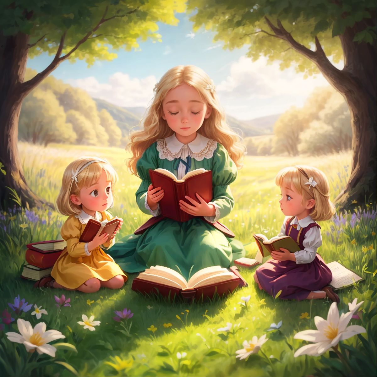 Lilly, Ella, and Myla closing the magical book