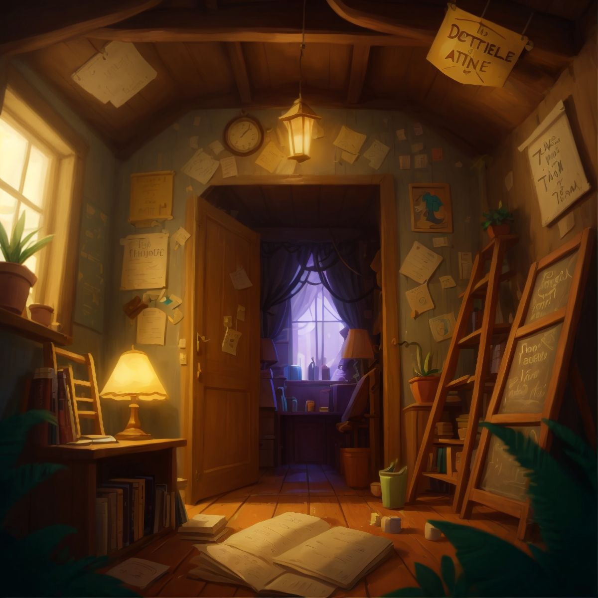 A secret hideout with a sign 'Tyrone Cyrus Rex Detective Agency'