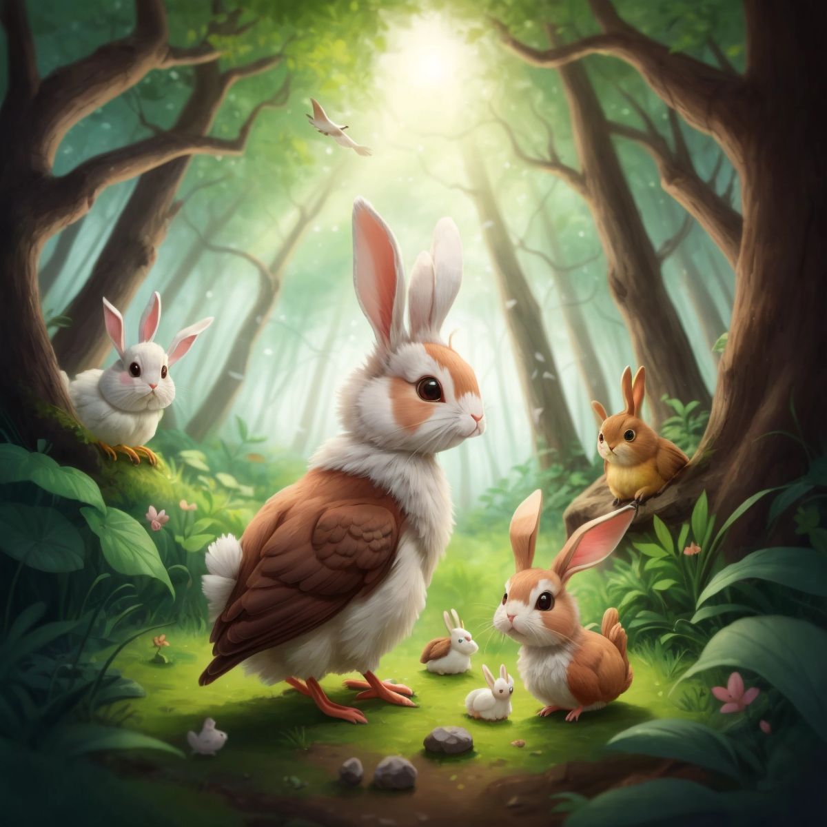 رورو asking other animals about the unusual bird