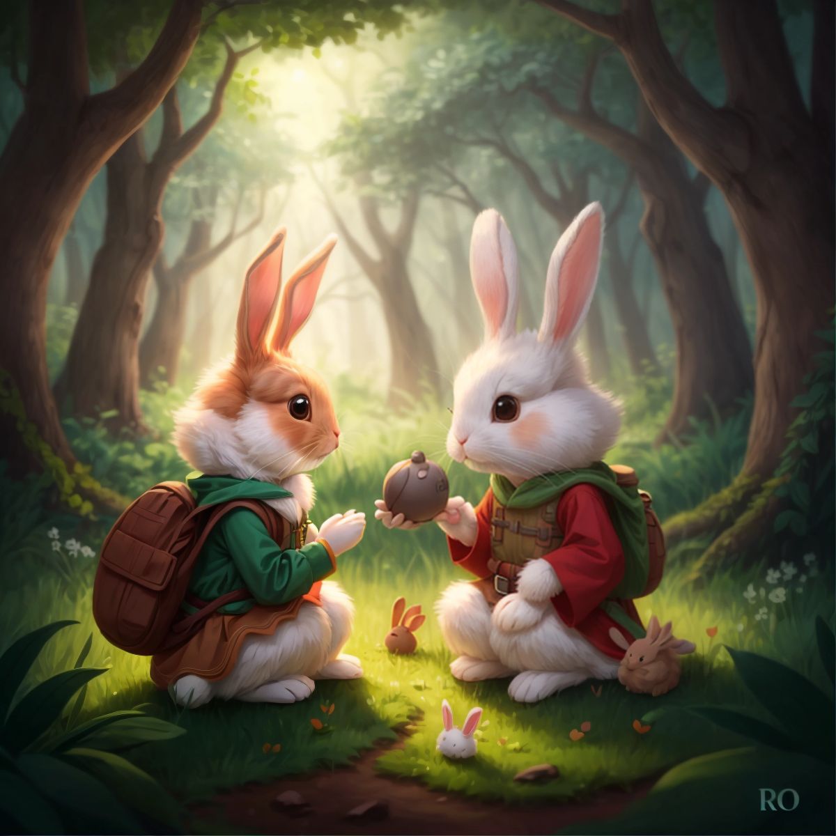 رورو talking to a wise person in the forest