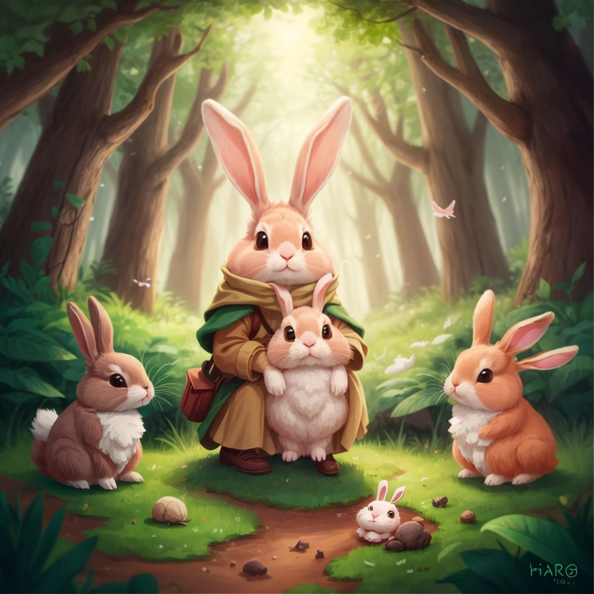 رورو being welcomed back by the animals in the forest