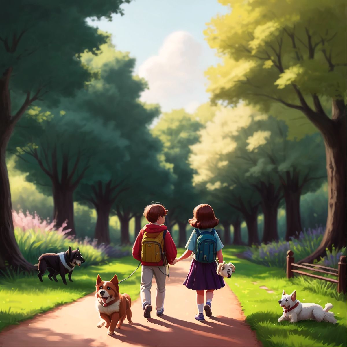 Lucy and Bob returning to their home in the beautiful park