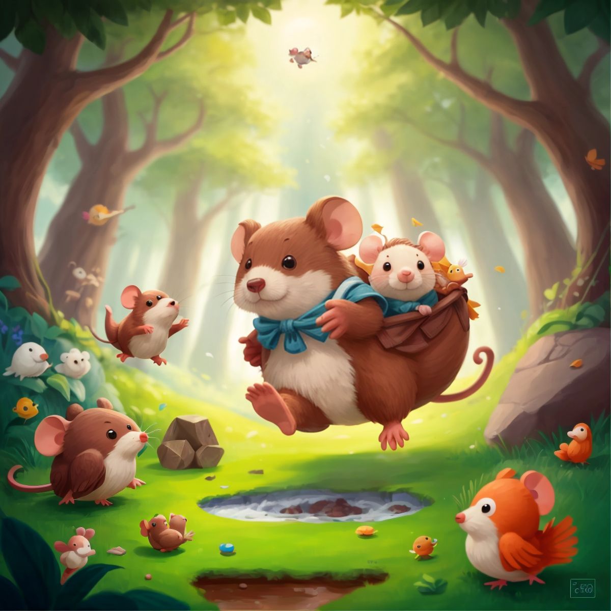 Fofo falling into a pit and Dodo rushing to help and pull him out