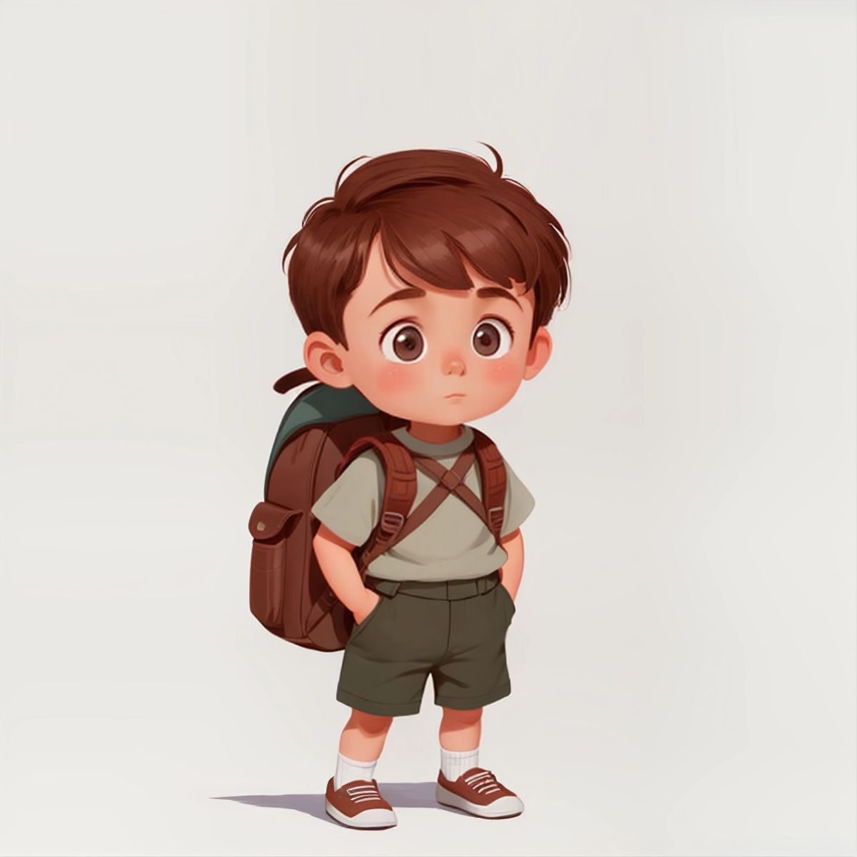 Aksel with a backpack, ready to set off on an adventure