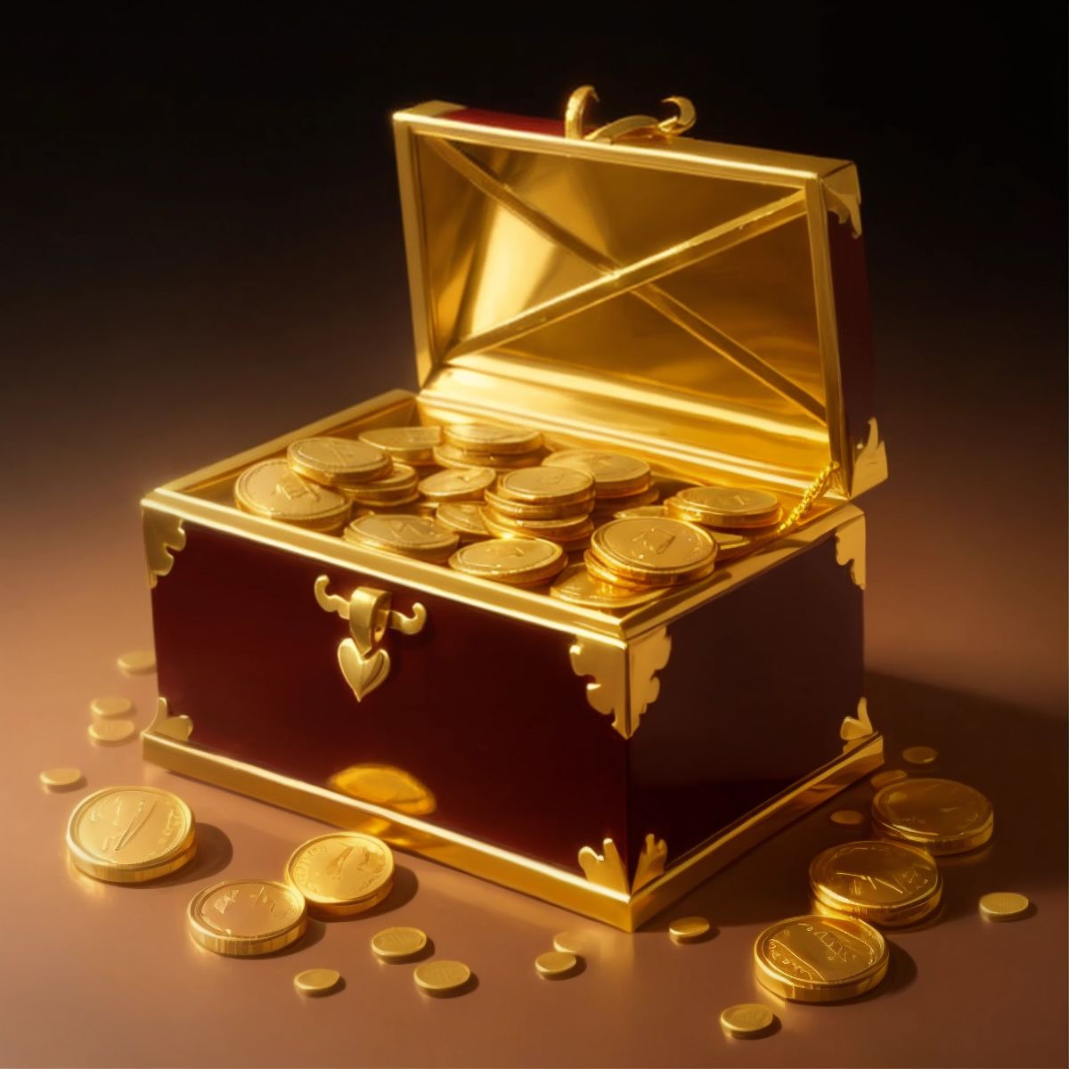 A chest filled with shiny gold coins and precious jewels