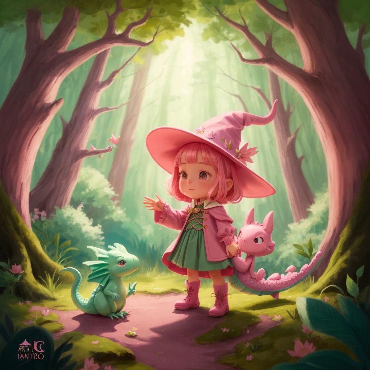 Ella and Sparkle waving goodbye to the magical forest