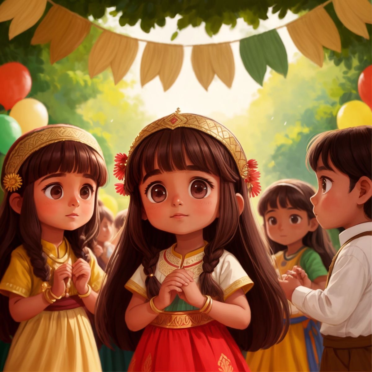 Lilly being celebrated by the villagers at a grand party