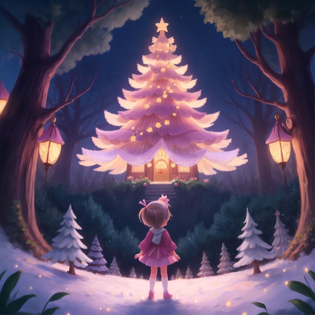 Riley, in awe, looking around at the twinkling lights and sugar-spice scented trees of the Sugar Plum Fairy land.