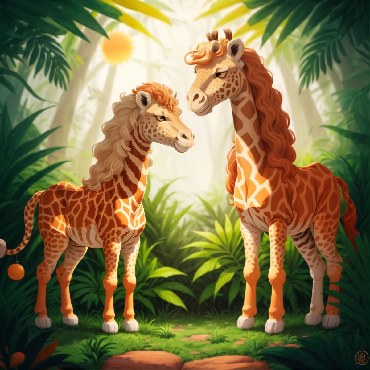 Leo and Melman standing side by side, showcasing their unbreakable friendship against a backdrop of dense jungle.