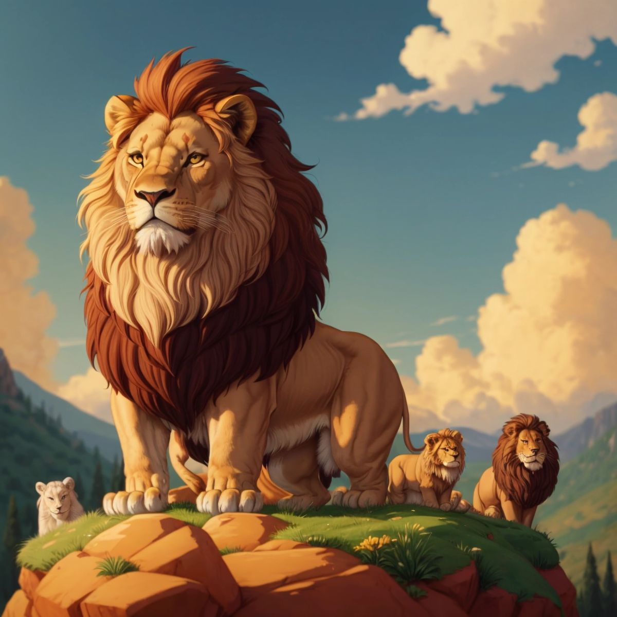 Micah standing on a high rock, addressing a crowd of animals gathered below him.