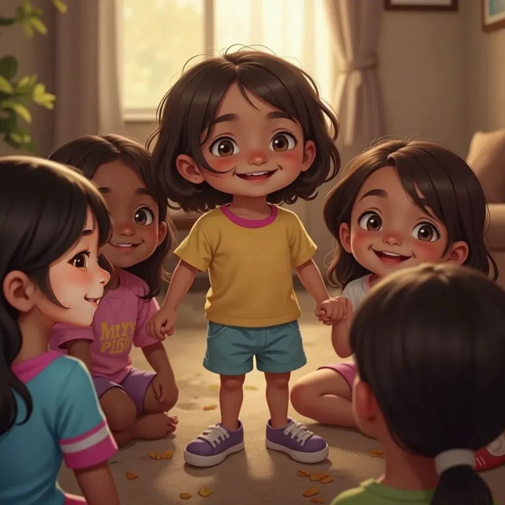 Ana feeling confident, surrounded by friends, with a warm glow representing trust and safety.