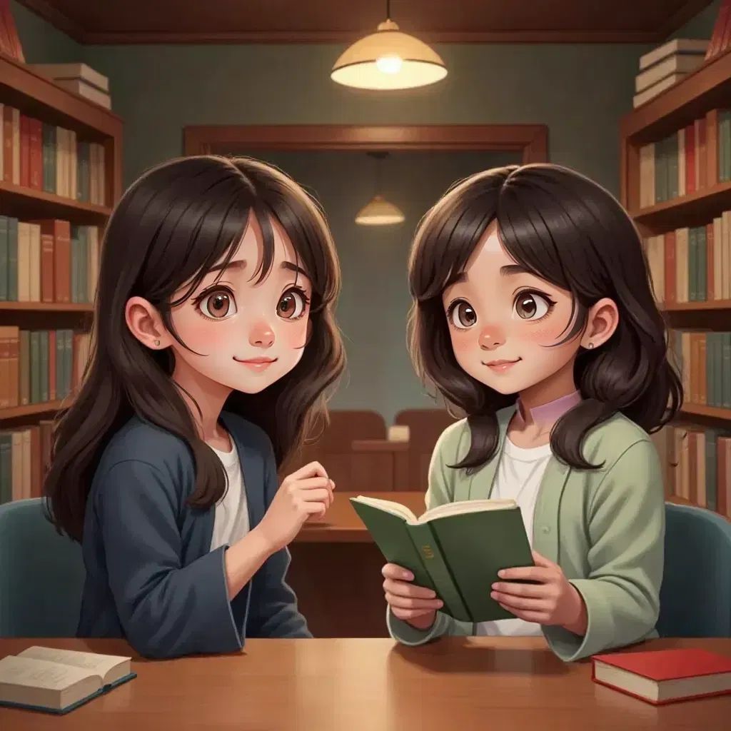 Sam handing her favorite book to Lily, who looks at it silently, while Sam frowns slightly