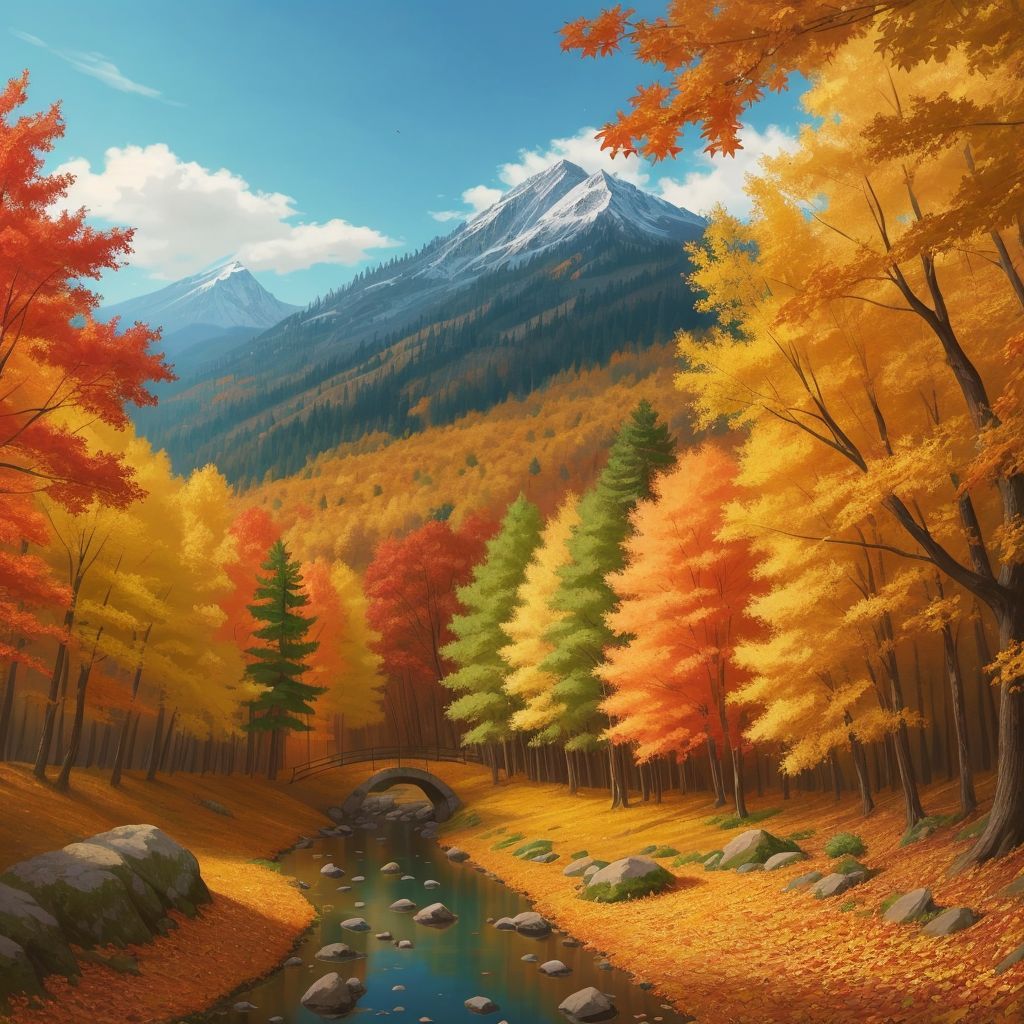 A scenic fall landscape with colorful leaves and cool weather