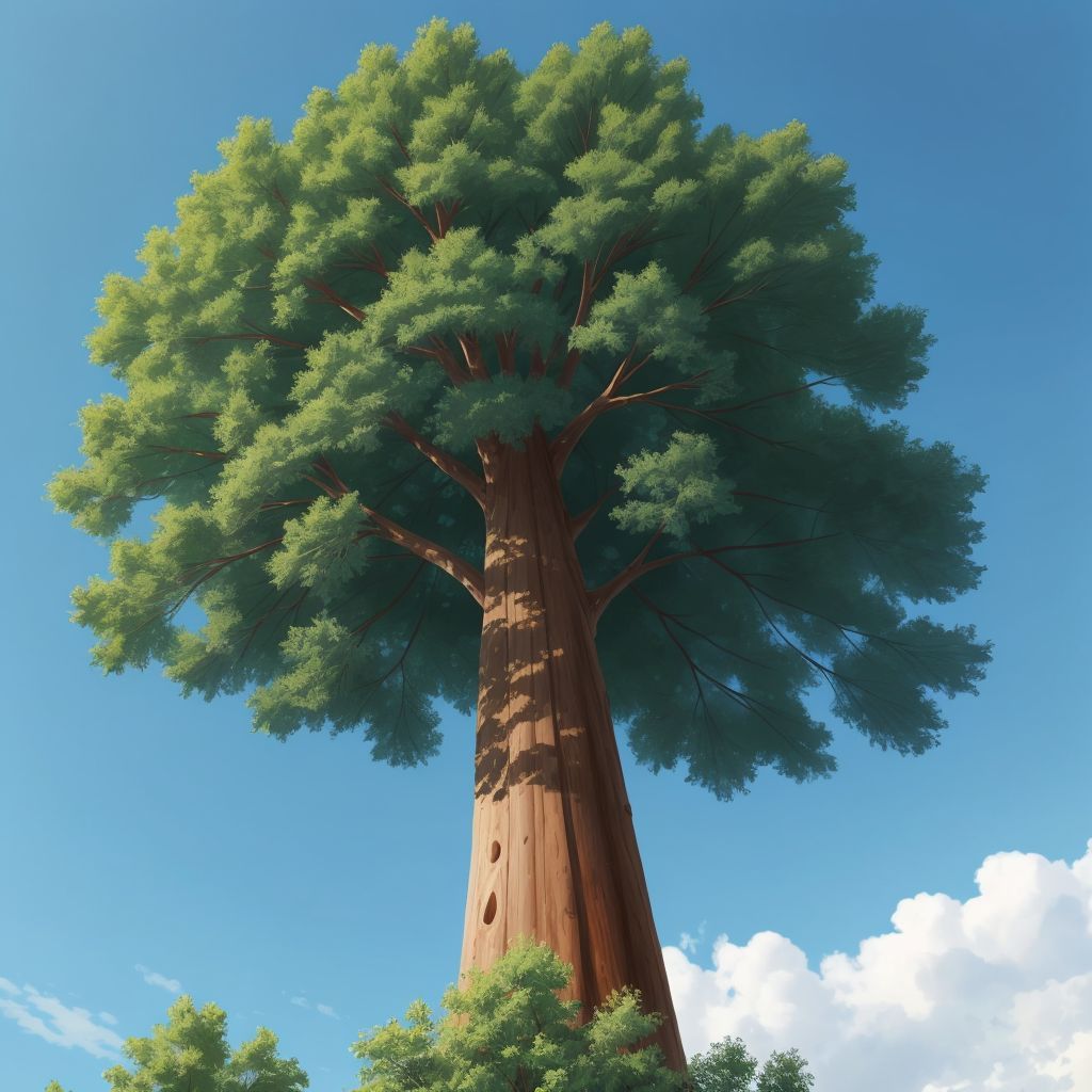 Tall trees swaying in the wind against a blue sky