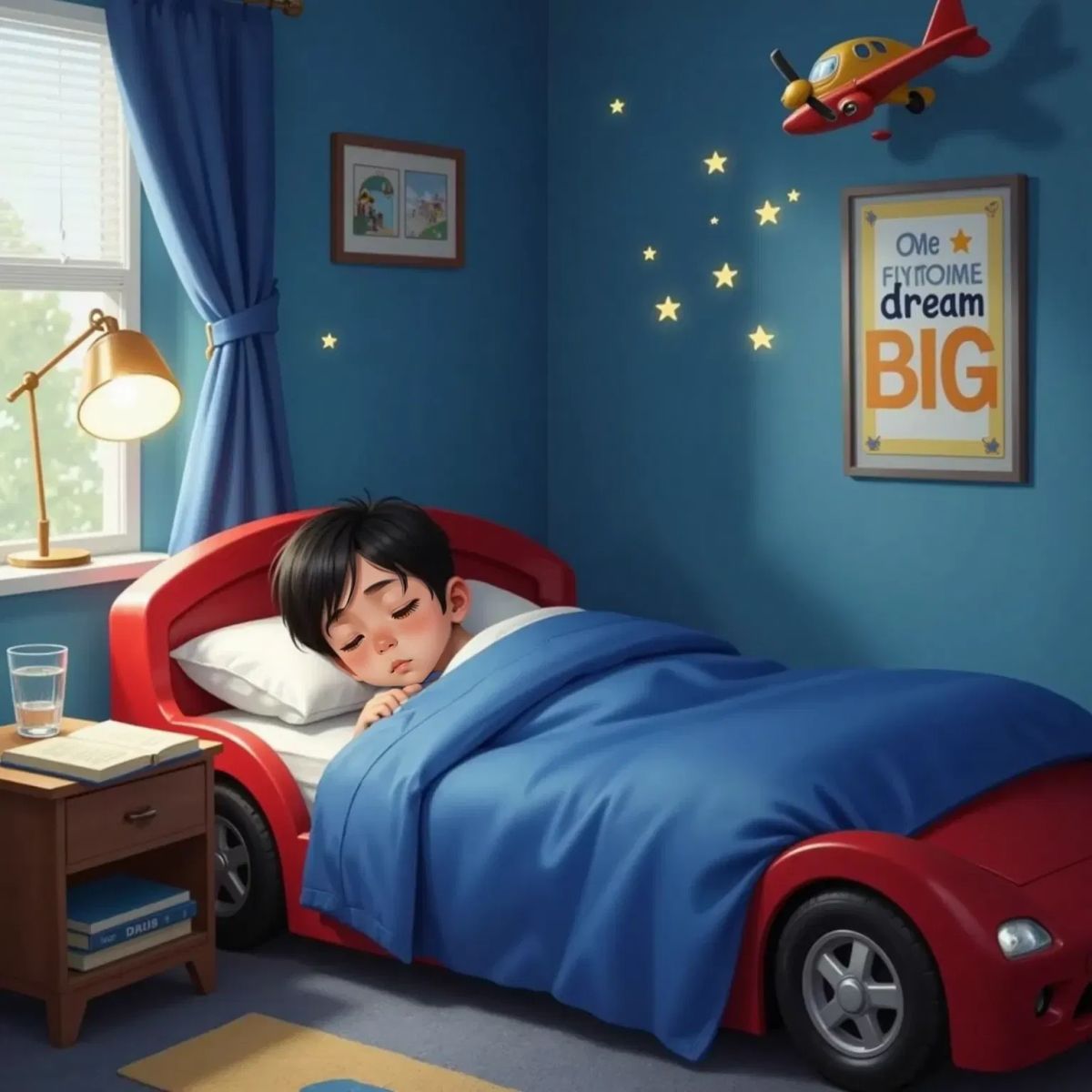 Sameer is sleeping in his bad