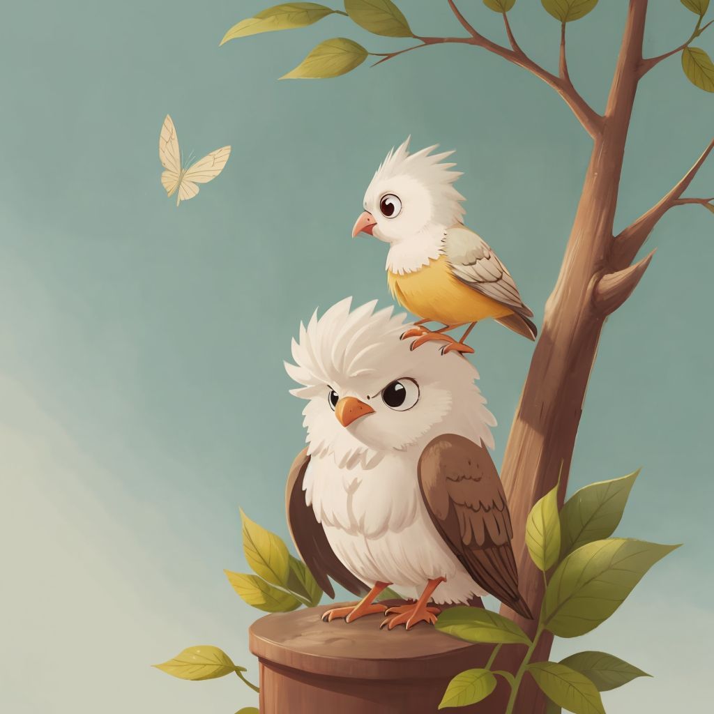 Birdman perched on a student's shoulder in a classroom, tapping his beak to count numbers
