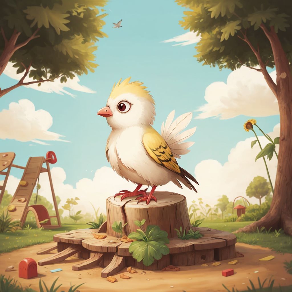 Birdman following a trail of sunflower seed pieces across a playground
