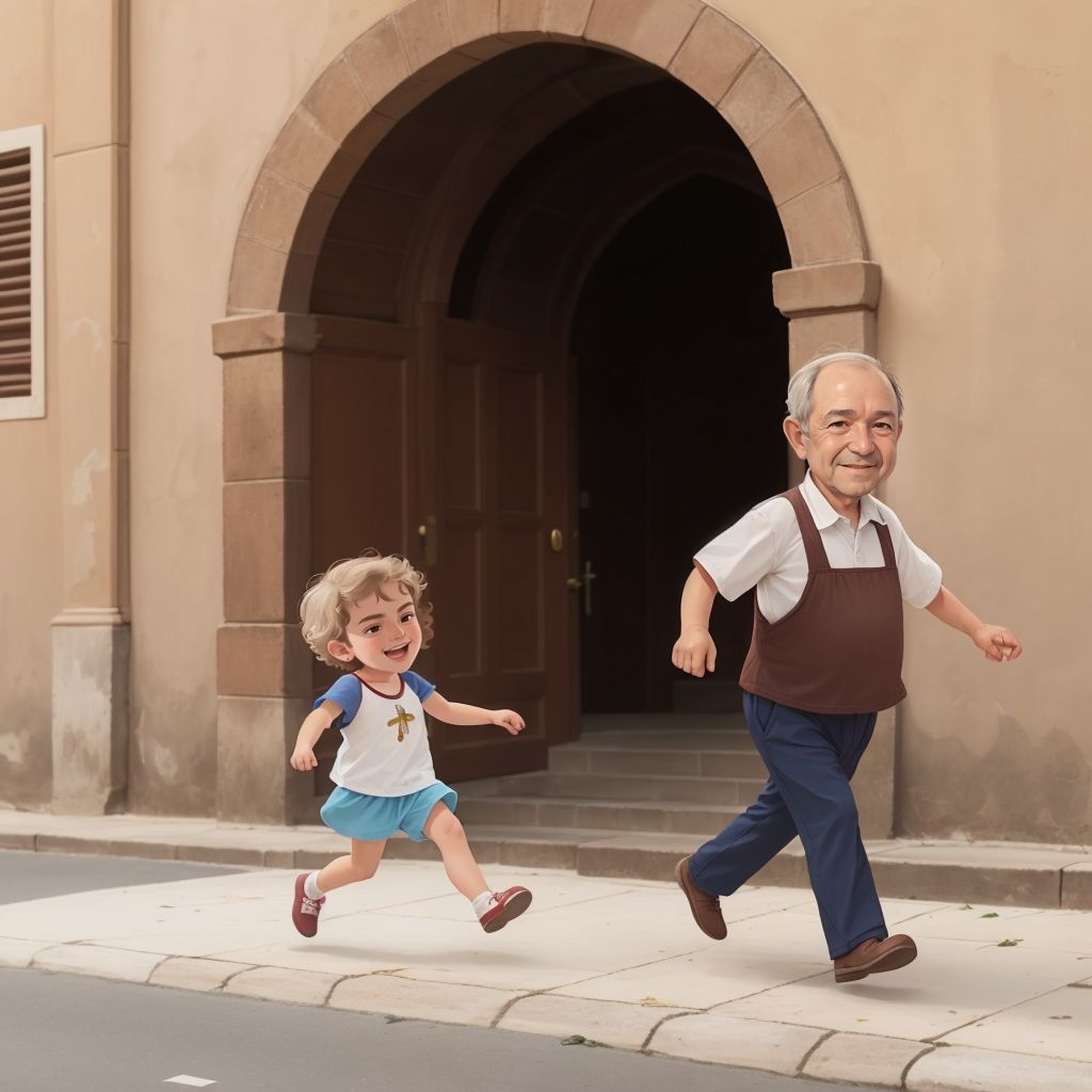 Hiba running to hug Grandfather Basidi at the airport