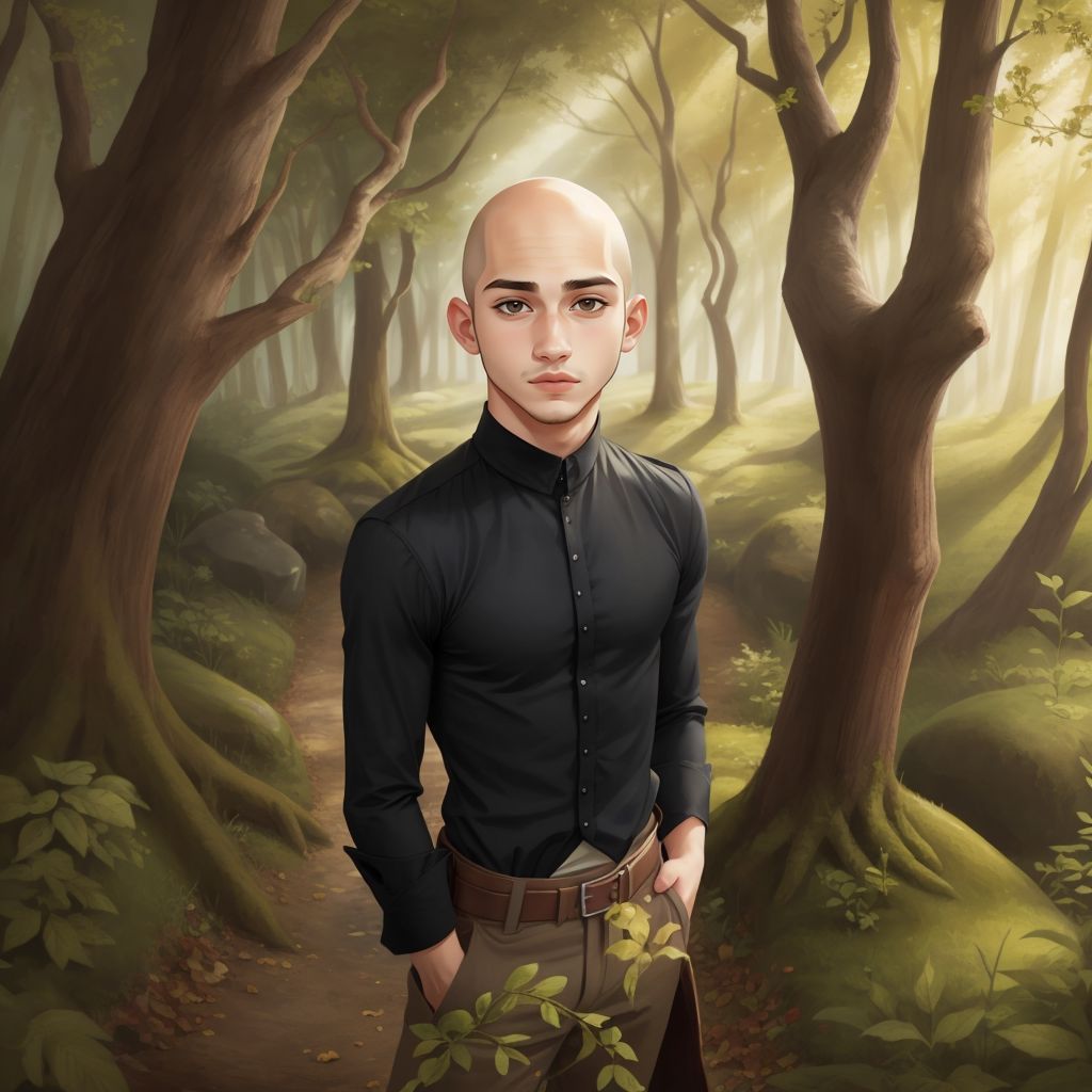 Adam standing at the edge of the Enchanted Forest, looking both scared and excited.