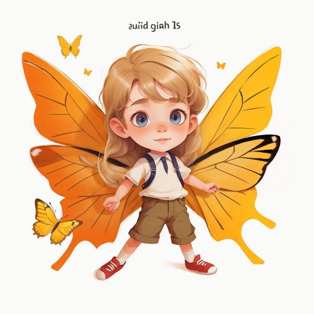 Ollibob drawing a funny cat with butterfly wings, looking delighted