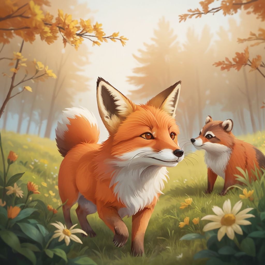 Felix the fox admitting his mistake to Mrs. Badger, with a relieved expression on his face.