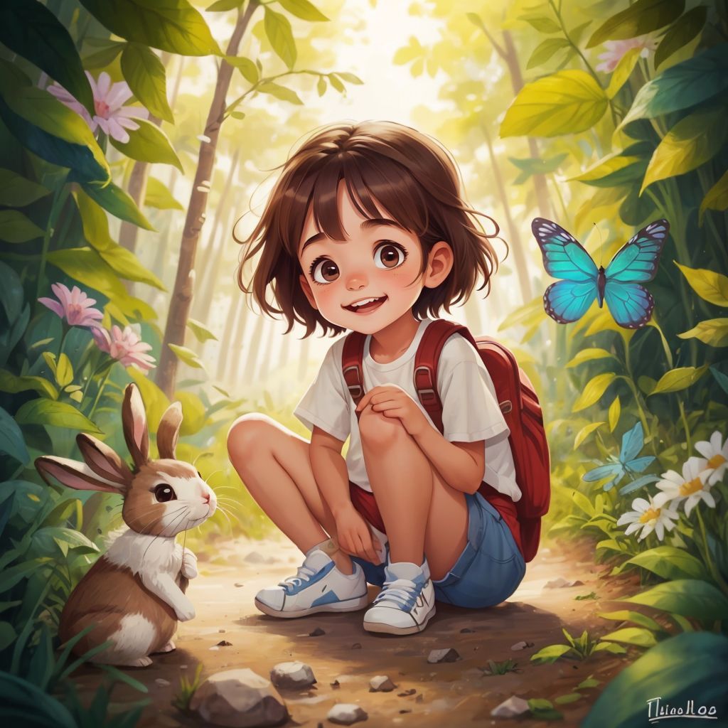 Luna, Felix the rabbit, and Aurora the butterfly glowing with warmth and connection