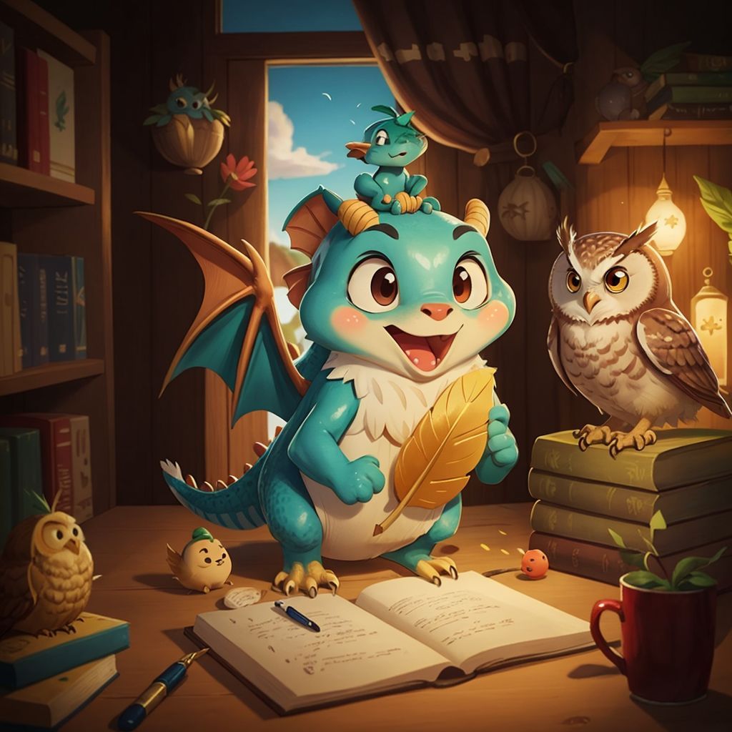 Rio holding a glowing golden feather, looking curious. The Wise Owl perched nearby, smiling mysteriously.