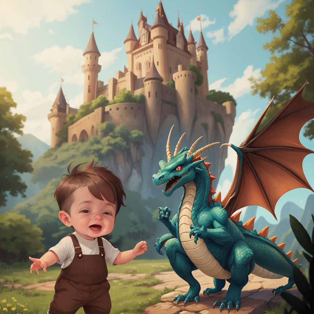 John Jr and Kaba playing happily in the backyard with the castle in the background