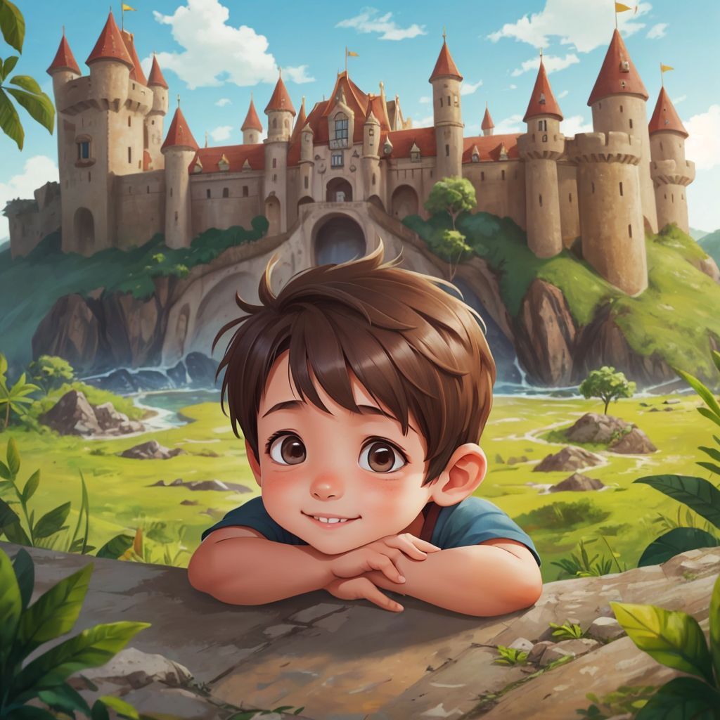 Osh looking thoughtful, with a castle-like building in the background.