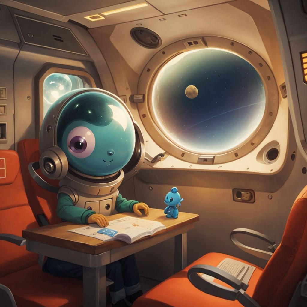 Zoro explaining about Venus, with its hot atmosphere visible through the spaceship window