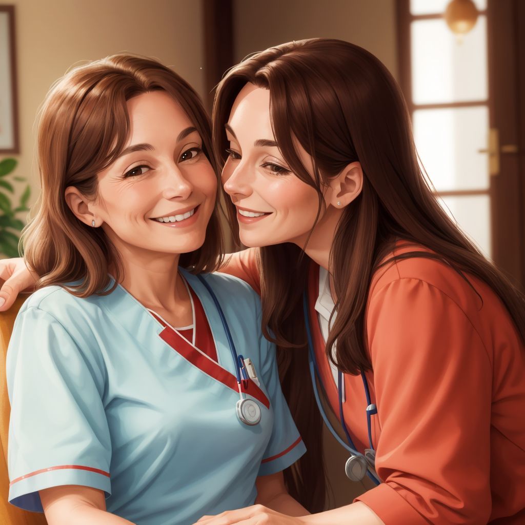 Jenny and the nurse smiling at each other, understanding reached.