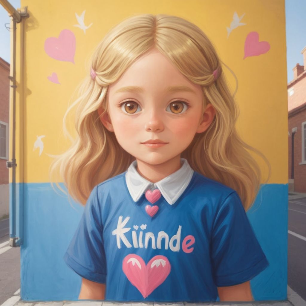 A mural of Fannie Mae with a heart and the words 'Be Kind' painted on a school wall.