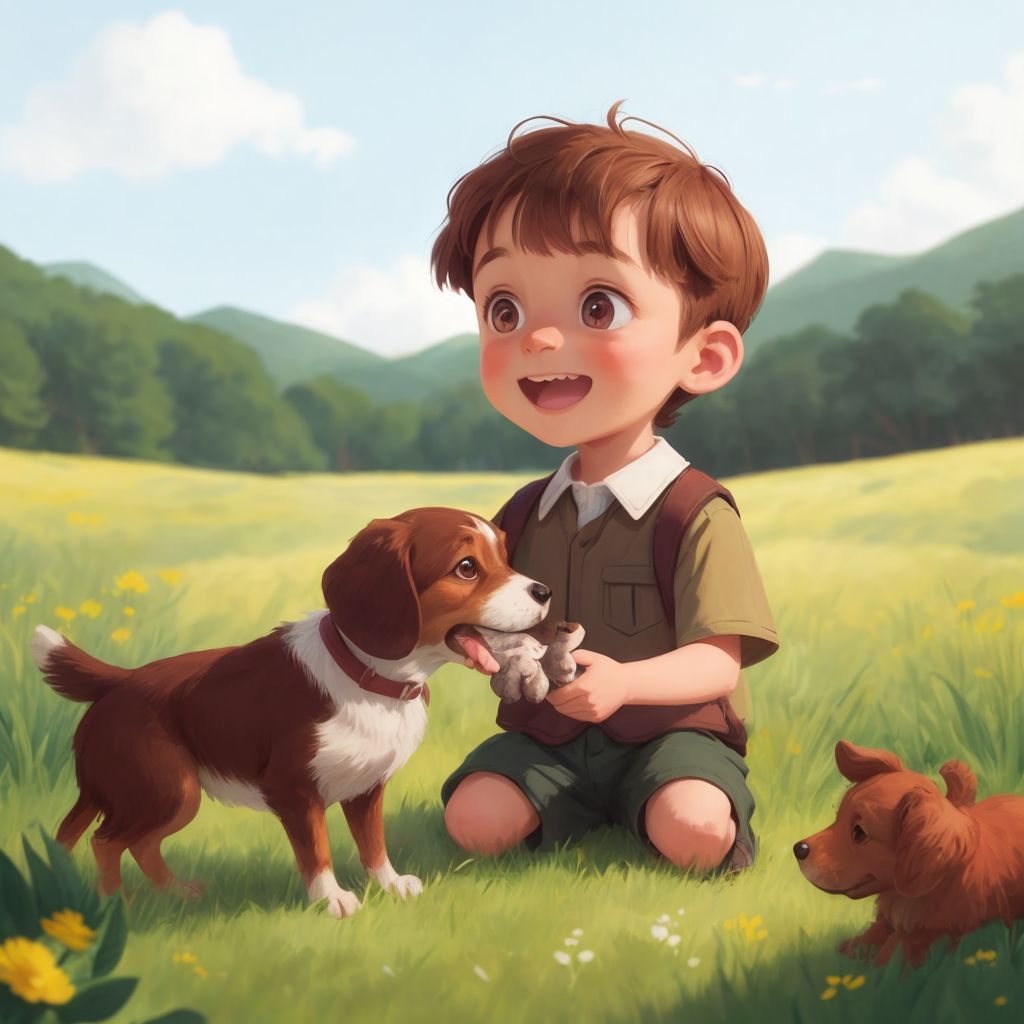 Charlie and Felix embracing in a meadow under a clearing sky, a moment of joy and relief