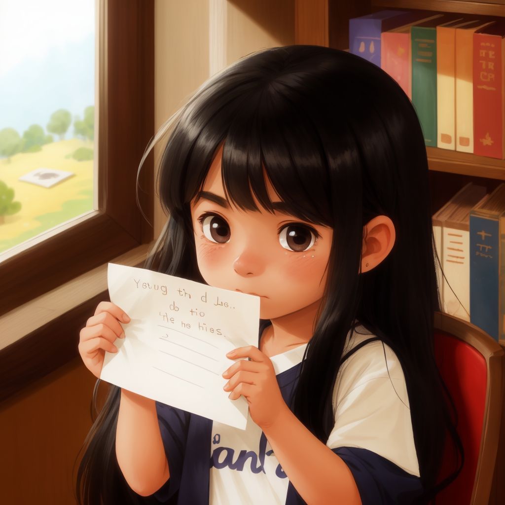 Sadie holding a note from Mr. C, a tear rolling down her cheek, in the silent library.
